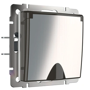 Изображение Розетка влагозащ. с зазем. с защит. крышкой и шторками (глянцевый никель) W1171202