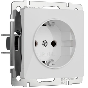 Изображение W1171141/ Розетка с заземлением и шторками (белый акрил) W1171141