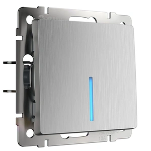 Изображение Выключатель одноклавишный проходной с подсветкой (cеребряный рифленый) W1112109