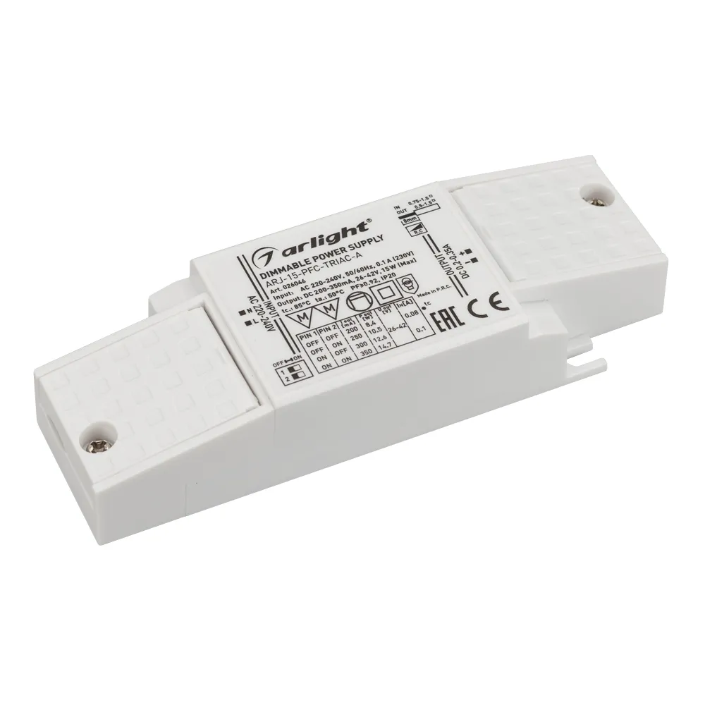 Блок питания ARJ-15-PFC-TRIAC-A (15W, 200-350mA) (Arlight, IP20 Пластик, 5 лет) - Изображение