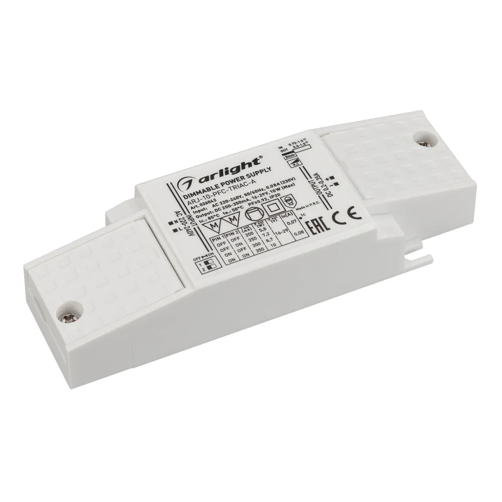 Блок питания ARJ-10-PFC-TRIAC-A (10W, 200-350mA) (Arlight, IP20 Пластик, 5 лет) - Изображение