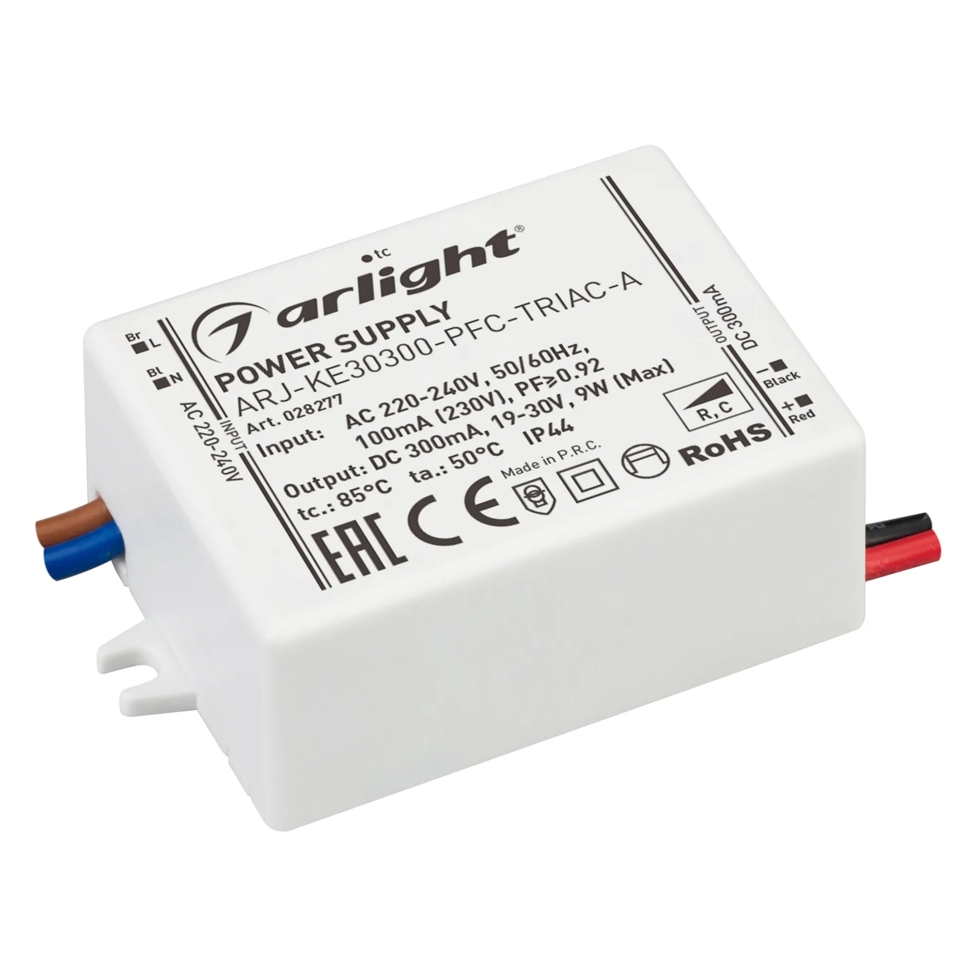 Блок питания ARJ-KE30300-PFC-TRIAC-A (9W, 300mA) (Arlight, IP44 Пластик, 5 лет) - Изображение