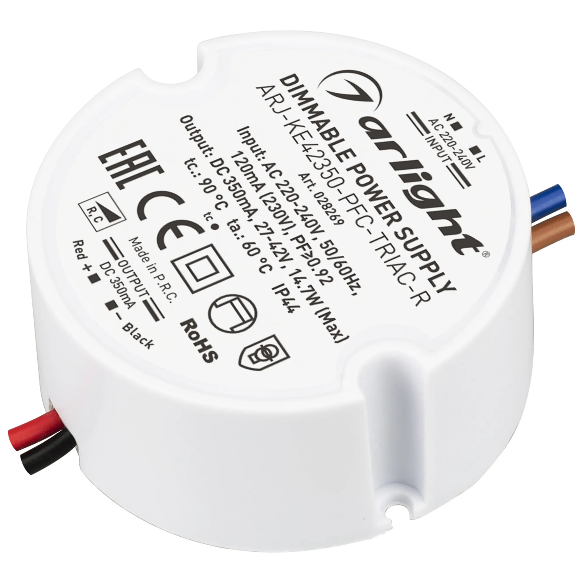 Блок питания ARJ-KE42350-PFC-TRIAC-R (15W, 350mA) (Arlight, IP44 Пластик, 5 лет) - Изображение