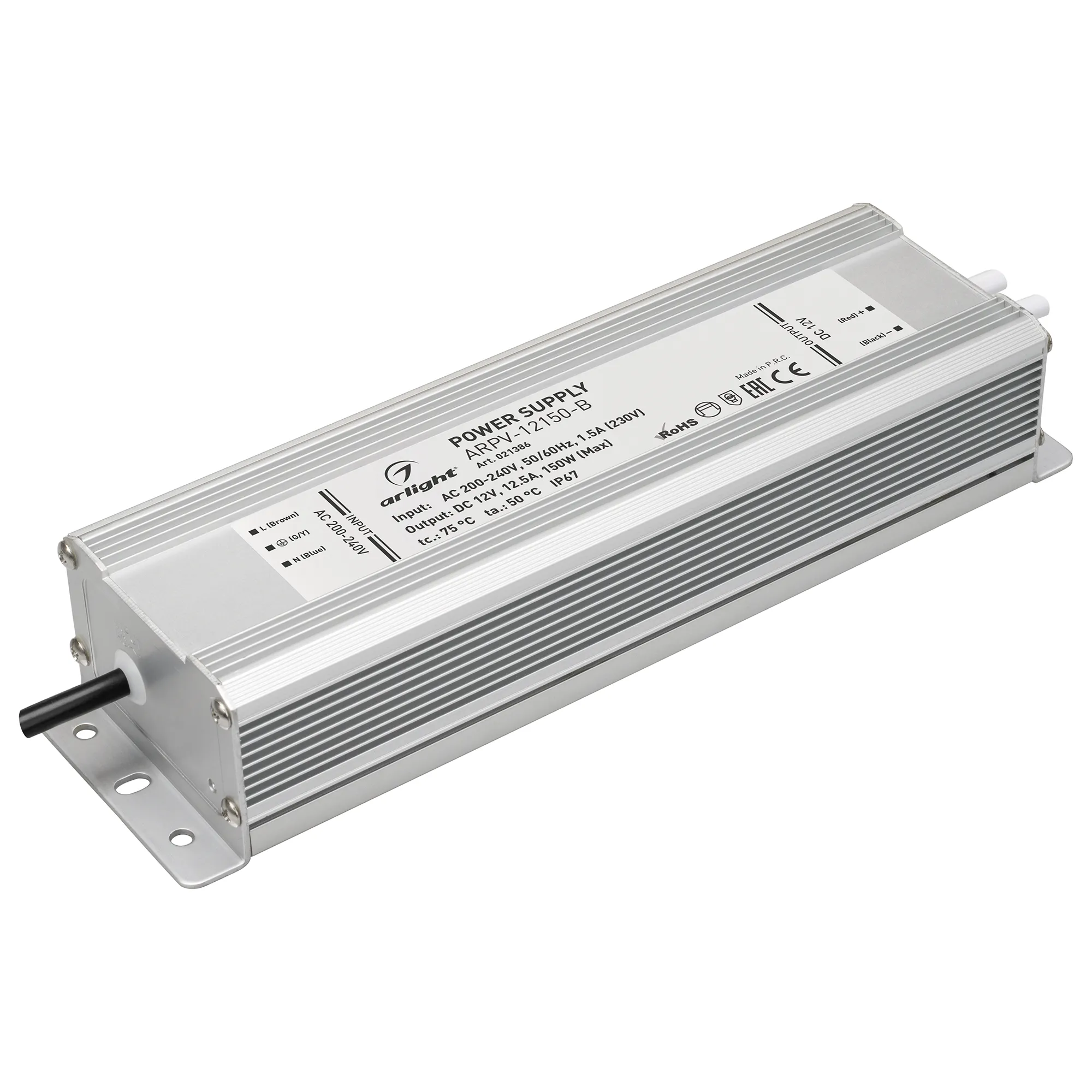 Блок питания ARPV-12150-B (12V, 12.5A, 150W) (Arlight, IP67 Металл, 3 года) - Изображение